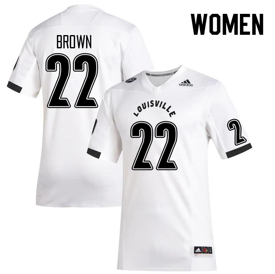 Women #22 Keyjuan Brown Louisville Cardinals College Football Jerseys Stitched Sale-White
